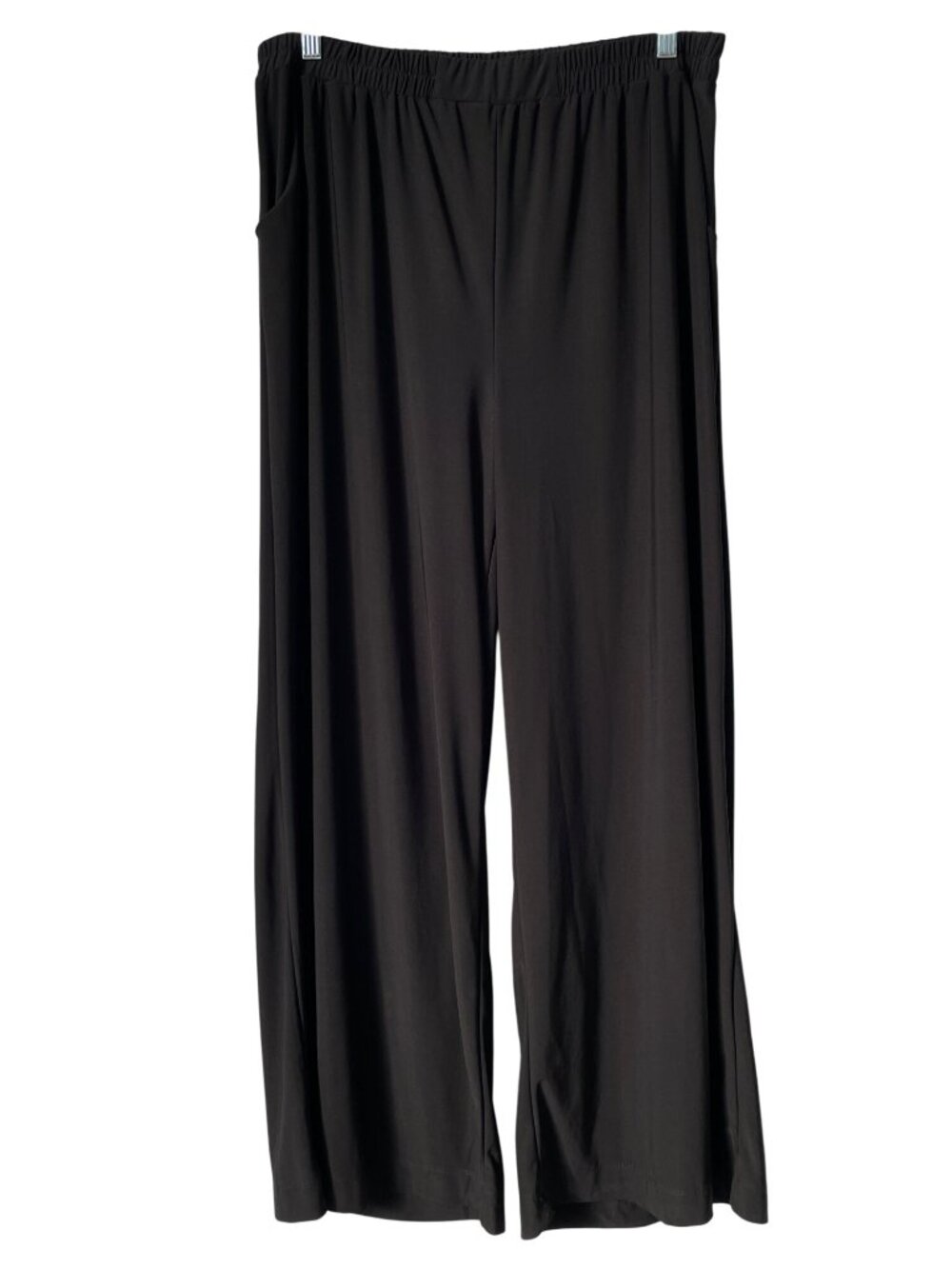 White Birch Pants Size XL Pull On Wide Leg Elastic Waist Black Poly Contemporary